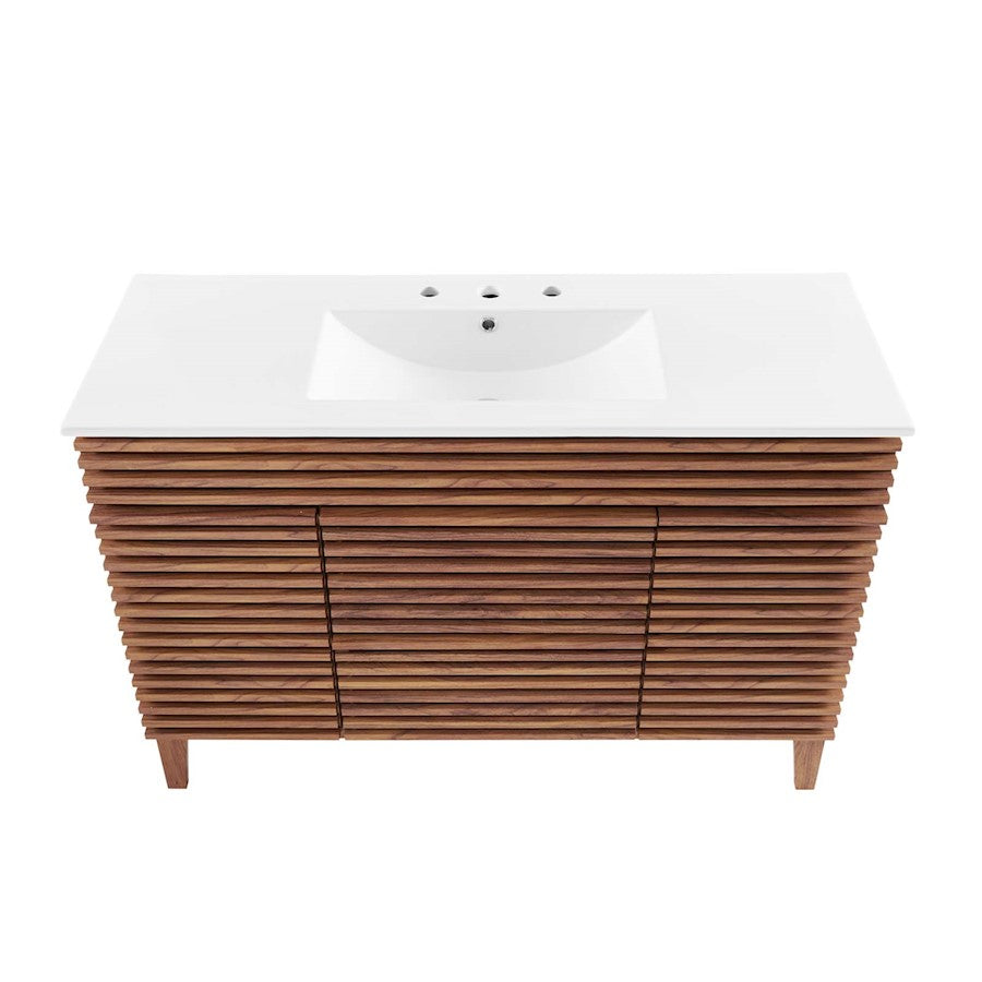 48" Single Sink Bathroom Vanity Light, Walnut White