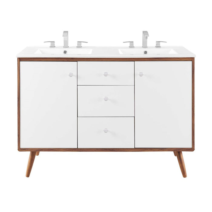 Modway Furniture Transmit 48" Double Sink Vanity, Walnut WH