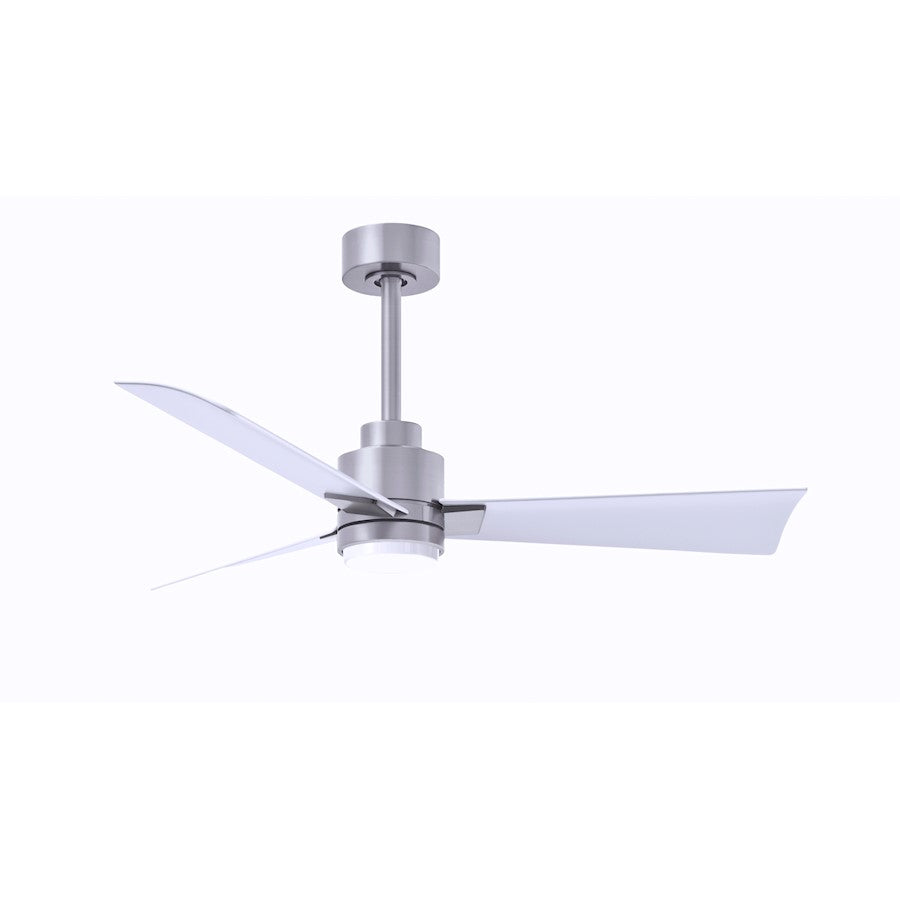 Matthews Fan Alessandra 1 3 Blade 42" Ceiling Fan, Nickel/White - AKLK-BN-MWH-42