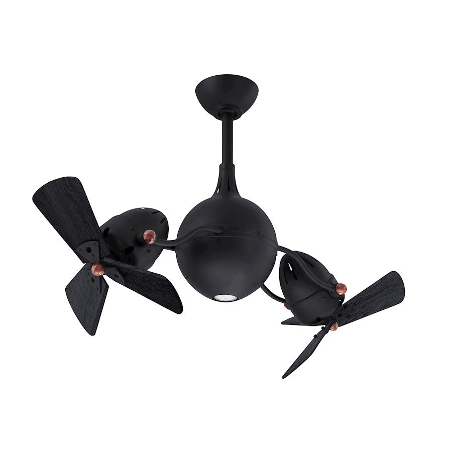 Matthews Fan Acqua Ceiling Fan, Matte Black/Matte Black Wood - AQ-BK-WDBK