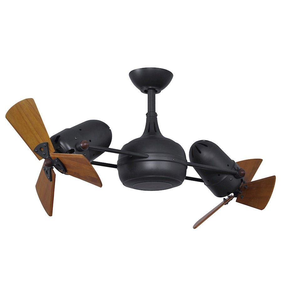 Matthews Fan Dagny Ceiling Fan, Matte Black, Mahogany/Mahogany - DG-BK-WD