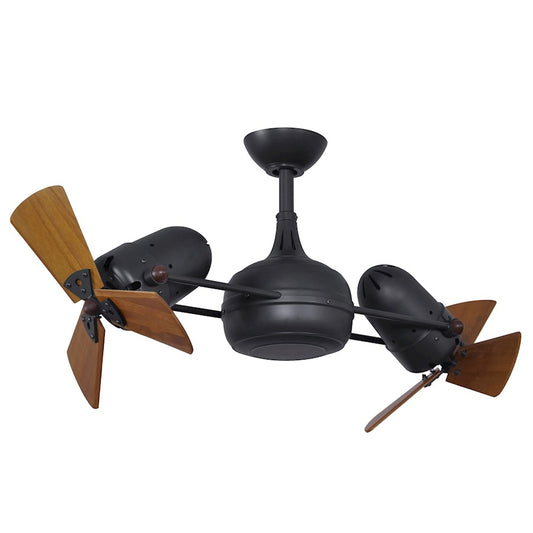 Matthews Fan Dagny Ceiling Fan, Matte Black, Mahogany/Mahogany - DG-BK-WD