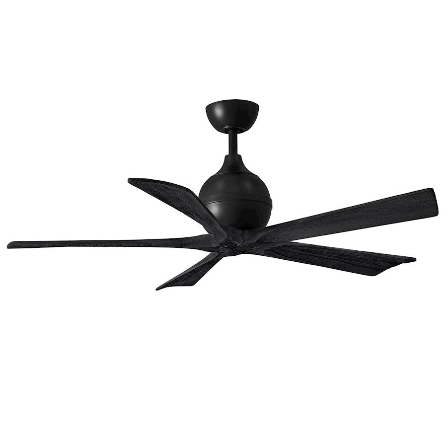 Matthews Fan Company Irene 5 52" Ceiling Fan, Black/Black Blades - IR5-BK-BK-52