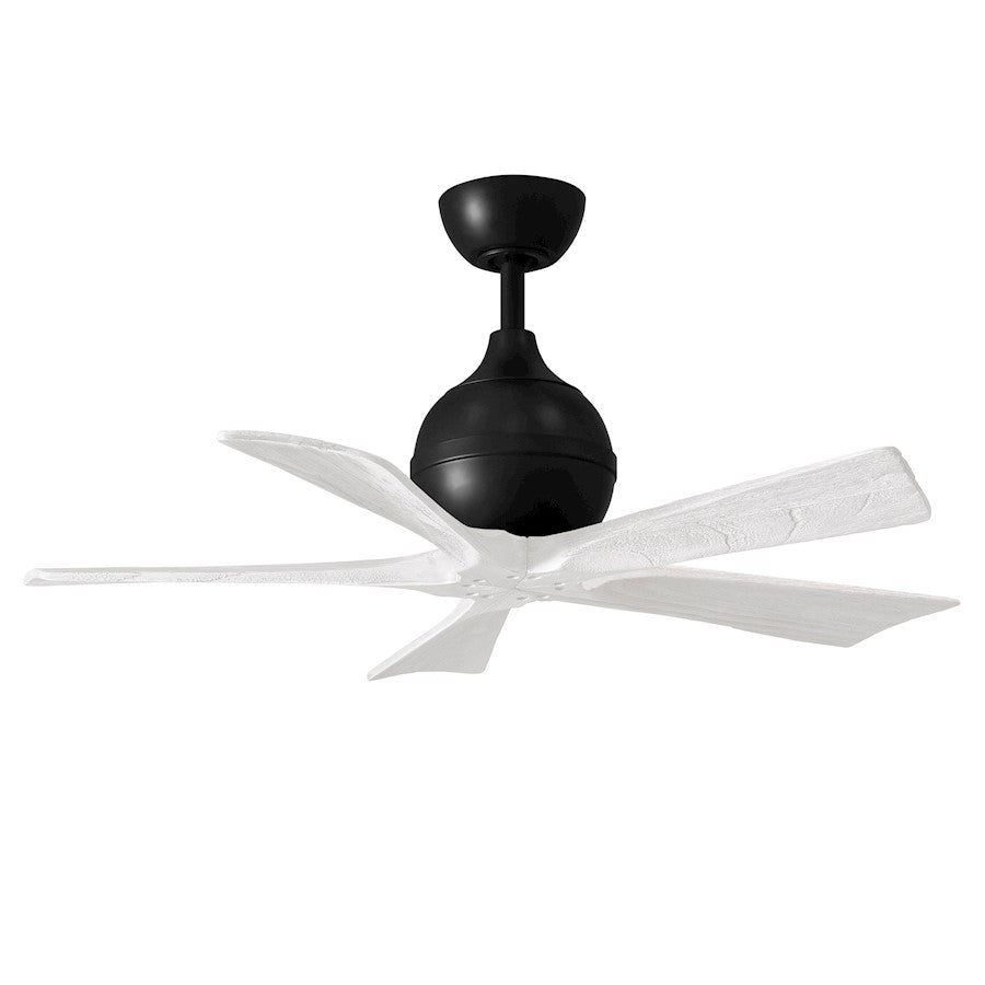 Matthews Fan Company Irene 5 42" Ceiling Fan, Black/White Blades - IR5-BK-MWH-42