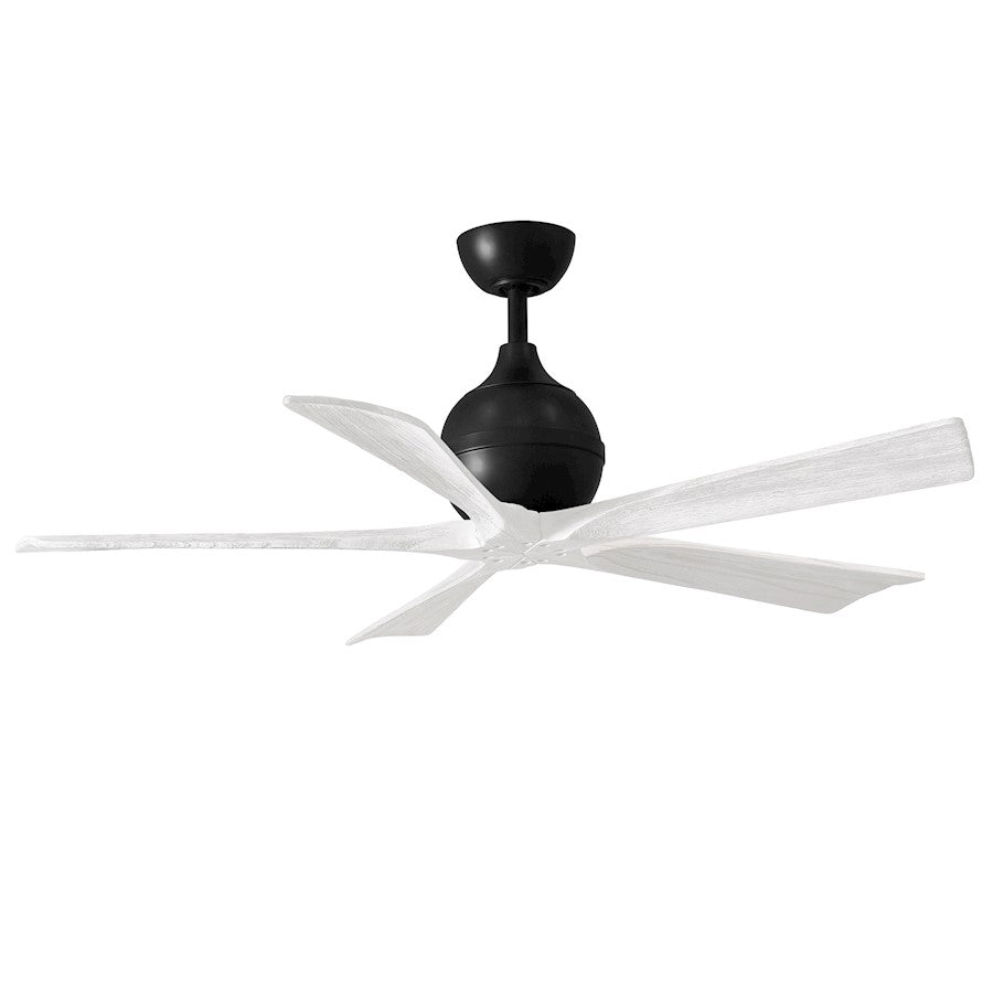 Matthews Fan Company Irene 5 52" Ceiling Fan, Black/White Blades - IR5-BK-MWH-52