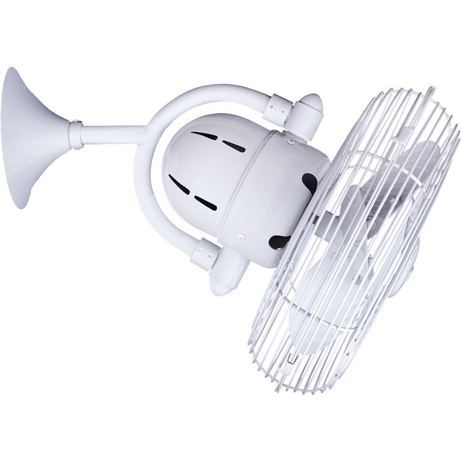 Matthews Fans Kaye Oscillating Wall Fan, Gloss White/Metal Wood Blades - KC-WH