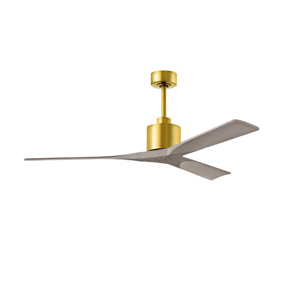 Matthews Fans Nan 60" Ceiling Fan, Brushed Brass/Gray Ash Blades - NK-BRBR-GA-60