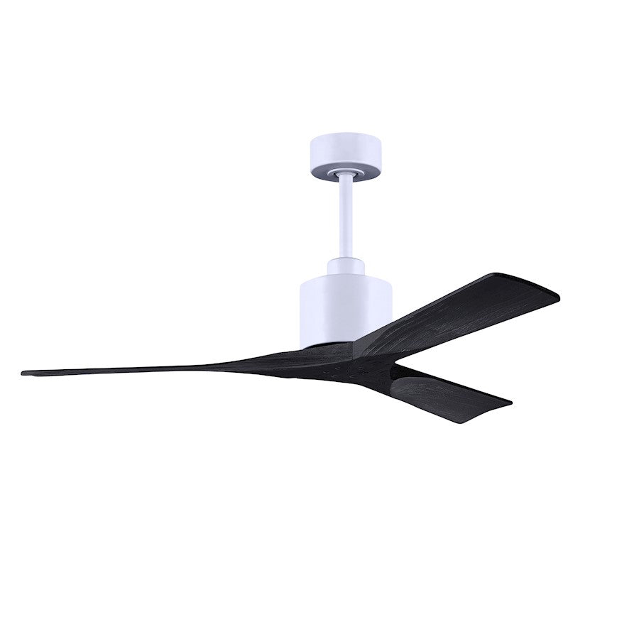 Matthews Fan Co. Nan 52" Ceiling Fan, Matte White/Black Blades - NK-MWH-BK-52