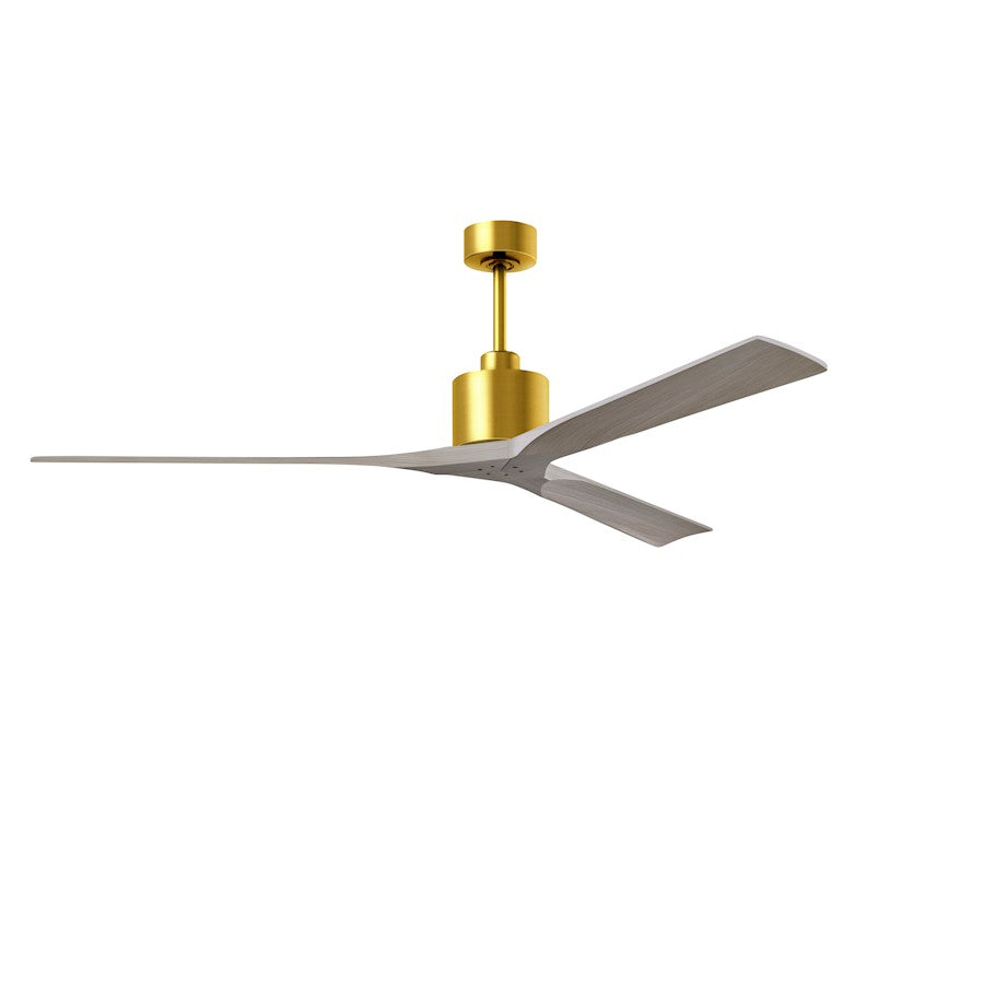 Matthews Fans Nan XL 72" Ceiling Fan, Brass/Gray Ash Blades - NKXL-BRBR-GA-72