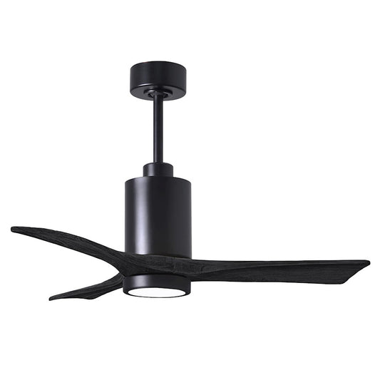 Matthews Fan Company Patricia 3 42" LED Ceiling Fan, Black/Black - PA3-BK-BK-42