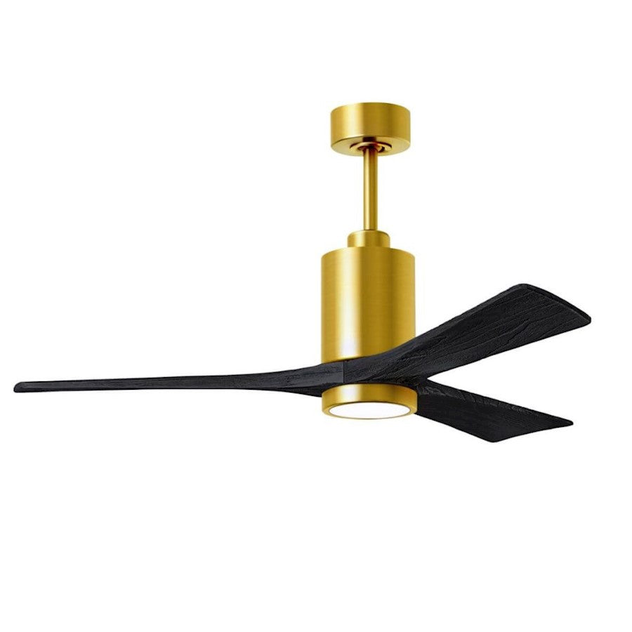 Matthews Fan Co. Patricia-3 52" 3 Blade LED Ceiling Fan, BS/BK - PA3-BRBR-BK-52