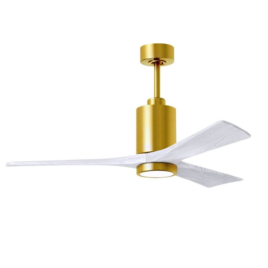 Matthews Fan Co. Patricia-3 52" 3 Blade LED Ceiling Fan, BS/WH - PA3-BRBR-MWH-52