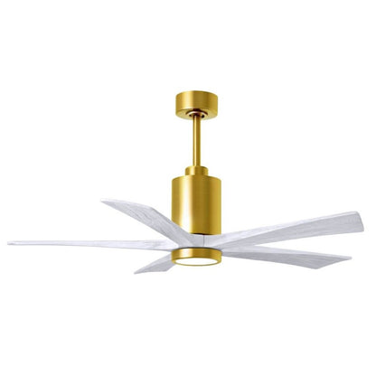 Matthews Fan Co. Patricia-5 52" 5 Blade LED Ceiling Fan, BS/WH - PA5-BRBR-MWH-52