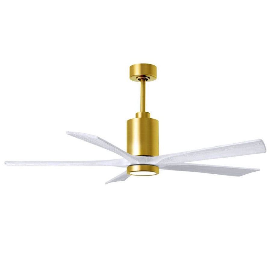 Matthews Fan Co. Patricia-5 60" 5 Blade LED Ceiling Fan, BS/WH - PA5-BRBR-MWH-60