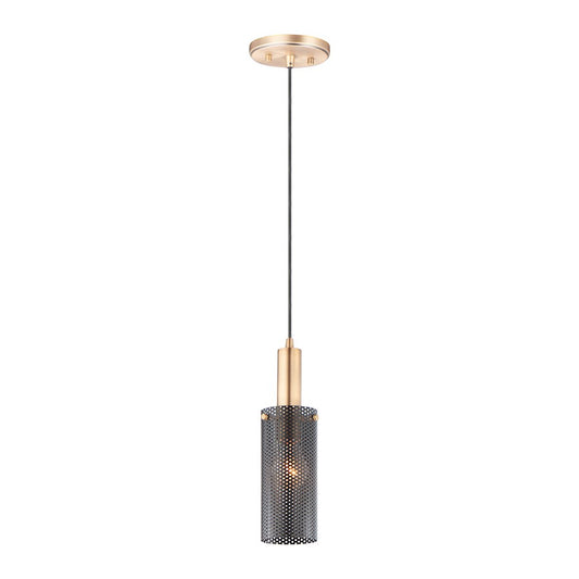 Maxim Lighting Perf 1-Light Mini Pendant, Black/Satin Brass - 10081BKSBR