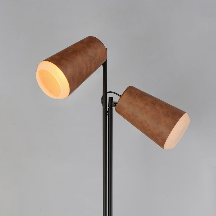 Maxim Lighting Scout 2 Light Floor Lamp, Weathered Wood/Tan Leather