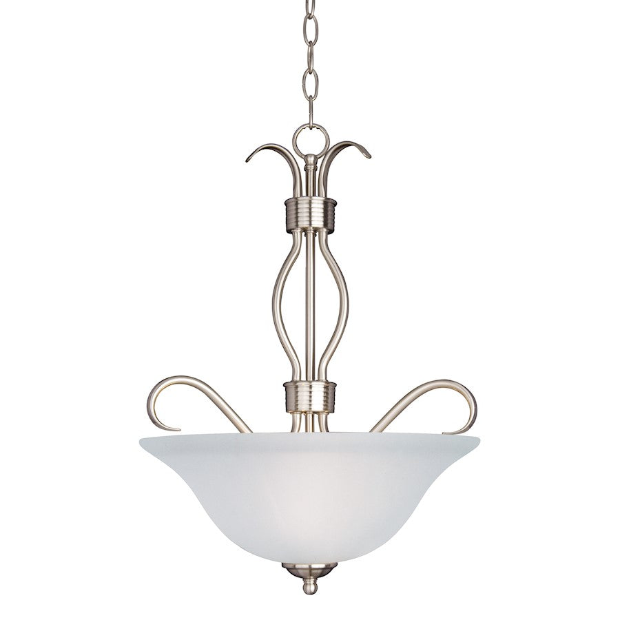 Maxim Lighting Basix 3-Light Invert Bowl Pendant, Nickel/Frosted - 10121FTSN