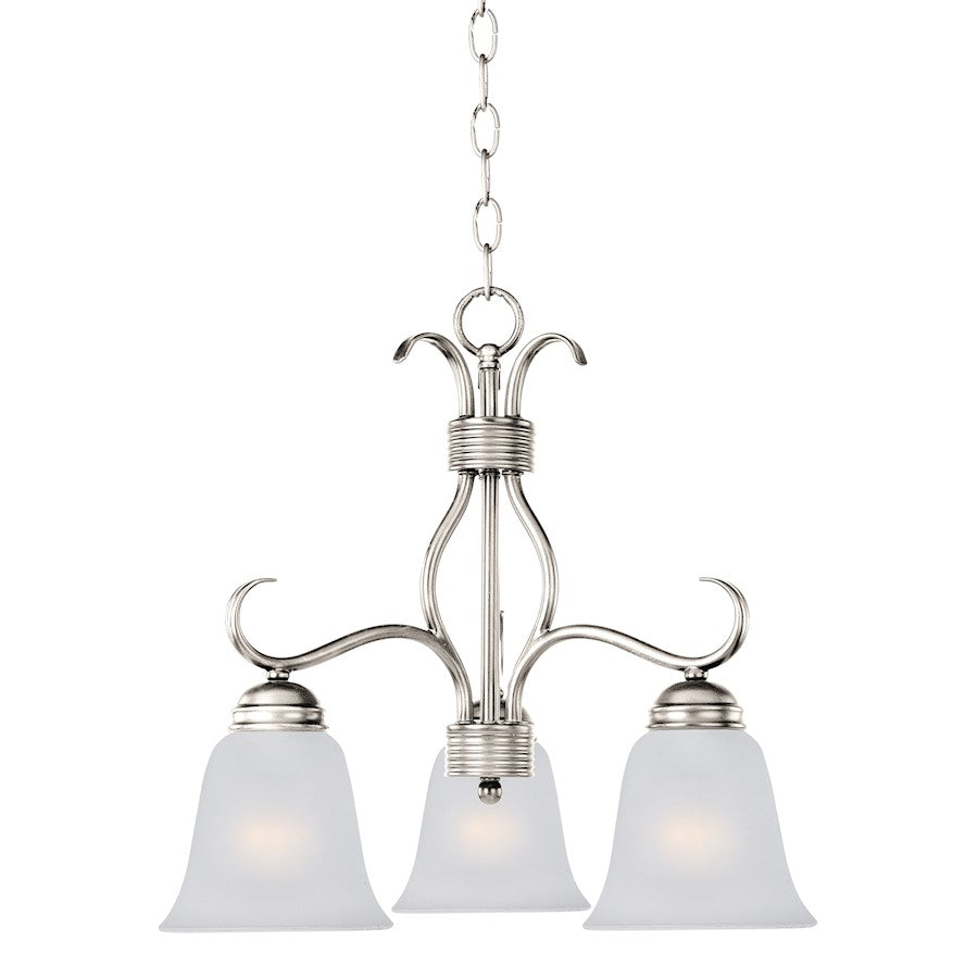 Maxim Lighting Basix 19" 3-Light Chandelier, Satin Nickel/Frosted - 10122FTSN