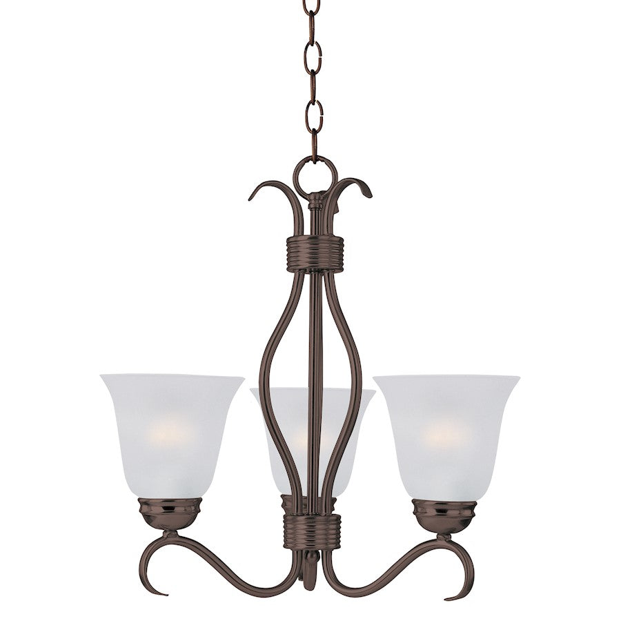 Maxim Lighting Basix 15.75" 3-Light Chandelier, Bronze/Frosted - 10123FTOI