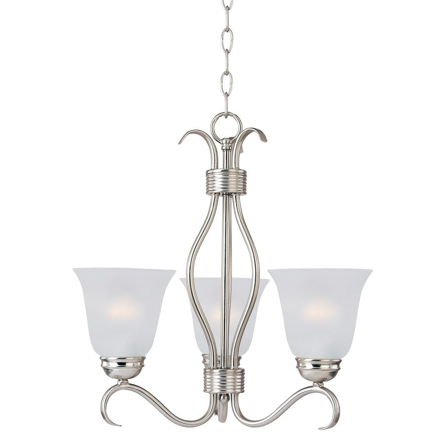 Maxim Lighting Basix 15.75" 3-Light Chandelier, Satin Nickel/Frosted - 10123FTSN