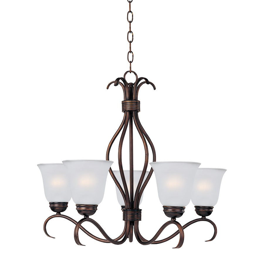 Maxim Lighting Basix 26" 5-Light Chandelier, Rubbed Bronze/Frosted - 10125FTOI