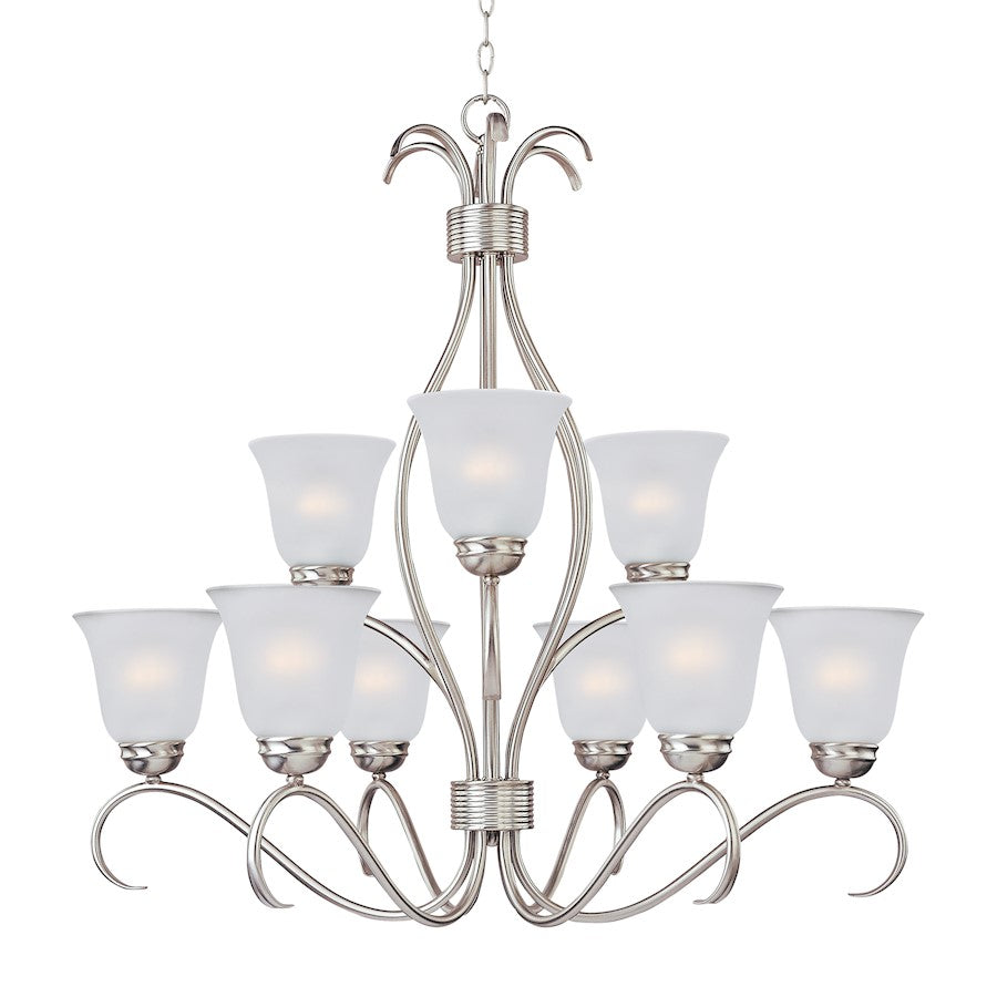 Maxim Lighting Basix 9-Light Chandelier, Satin Nickel/Frosted - 10128FTSN