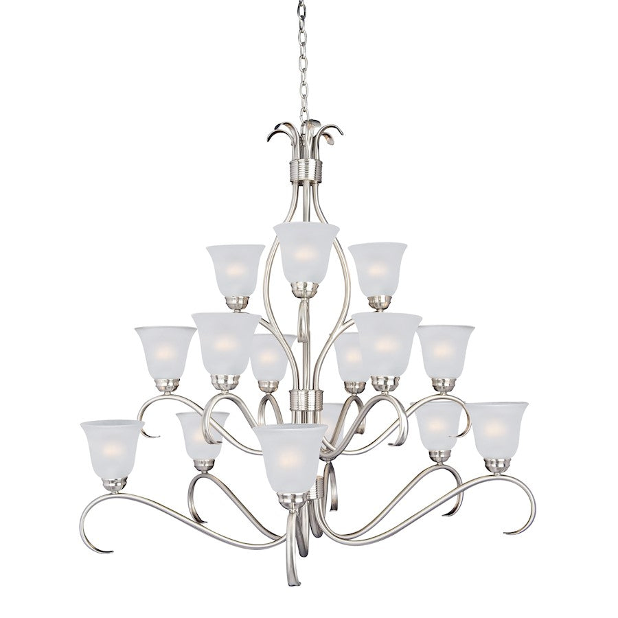 Maxim Lighting Basix 15-Light Chandelier, Satin Nickel/Frosted - 10129FTSN