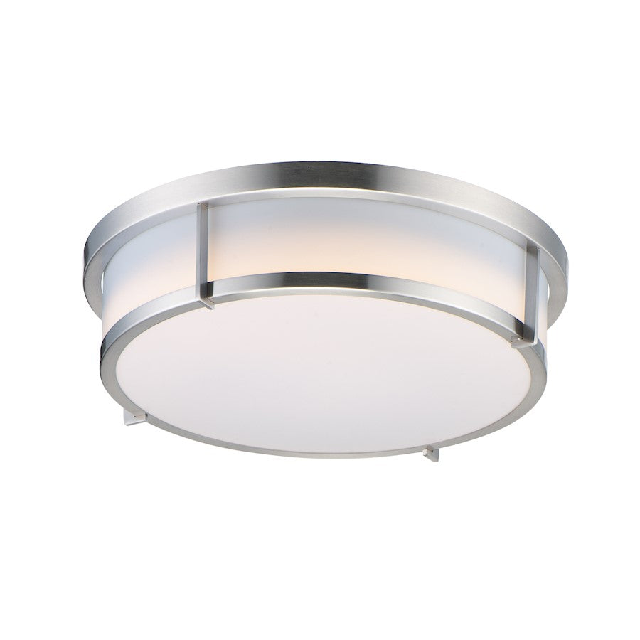 Maxim Lighting Rogue 13'' 2-Light Flush E26, Satin Nickel/White - 10272WTSN