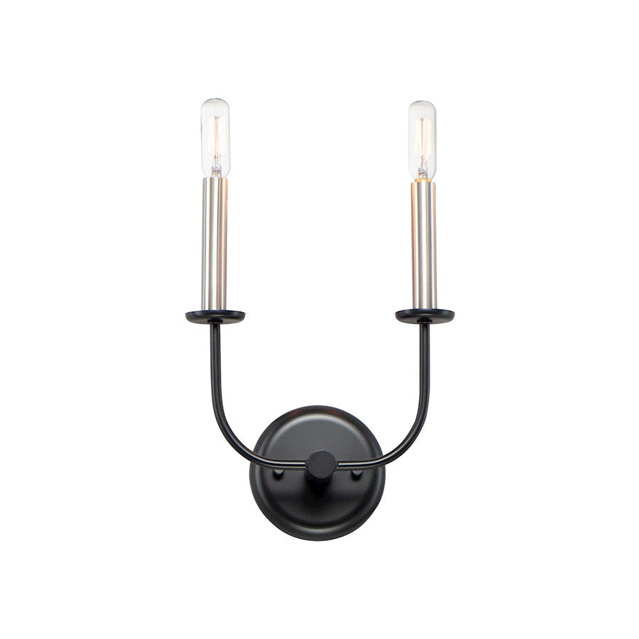 Maxim Lighting Wesley 2-Light Wall Sconce, Black/Satin Nickel - 10322BKSN