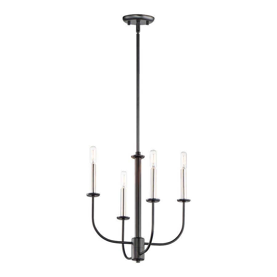 Maxim Lighting Wesley 4-Light Chandelier, Black/Satin Nickel - 10324BKSN