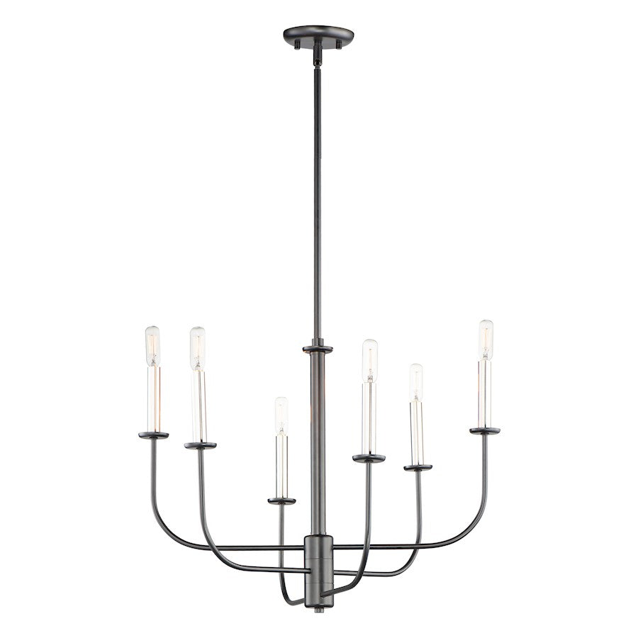 Maxim Lighting Wesley 6-Light Chandelier, Black/Satin Nickel - 10326BKSN