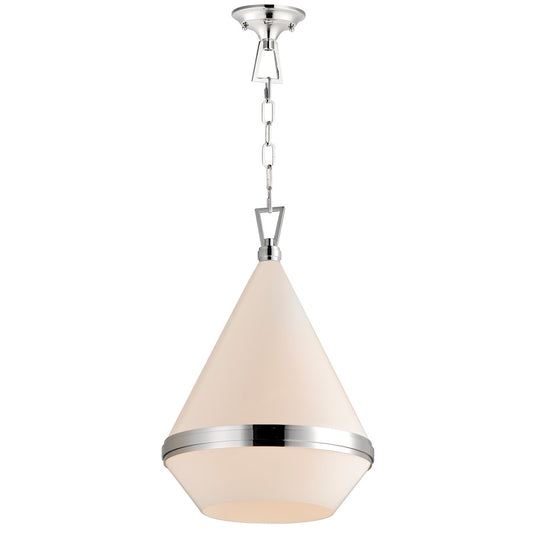 Maxim Lighting Giza 1 Light 15.5" Pendant, Polished Nickel/White - 10376WTPN