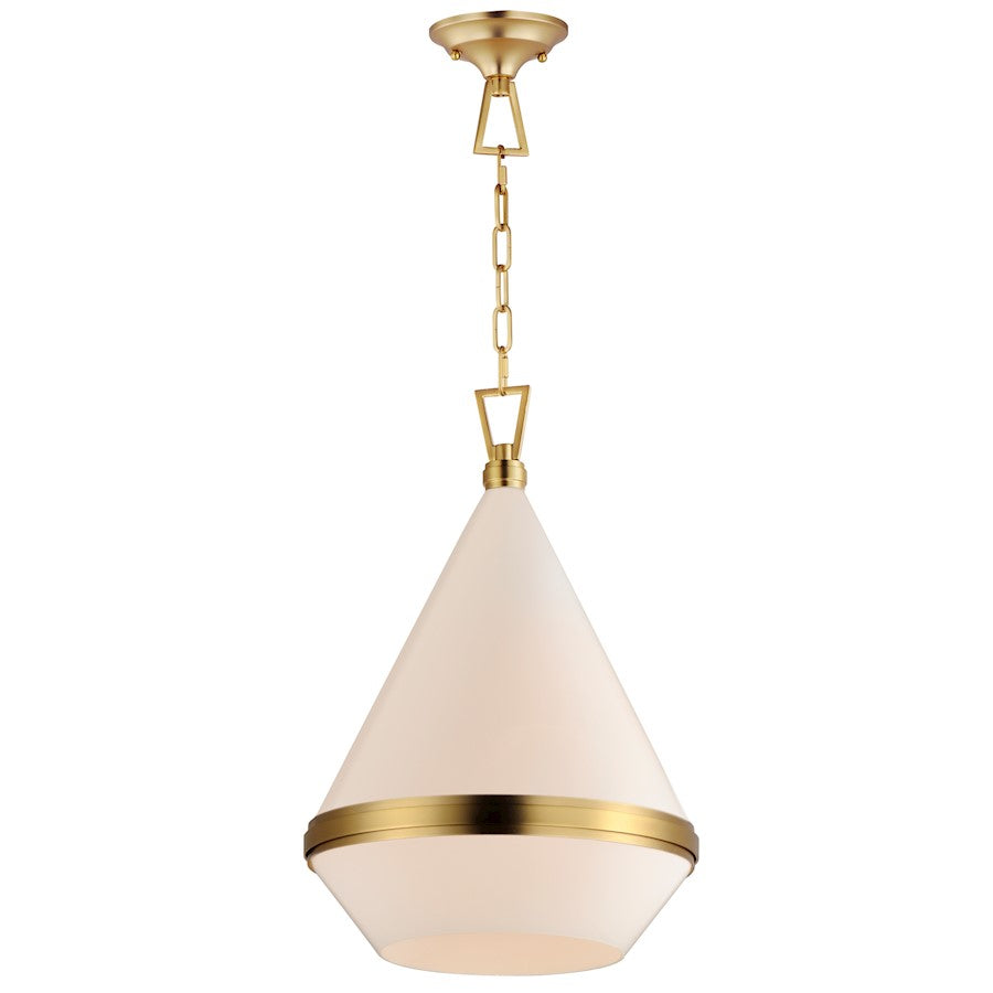 Maxim Lighting Giza 1 Light 15.5" Pendant, Satin Brass/White - 10376WTSBR