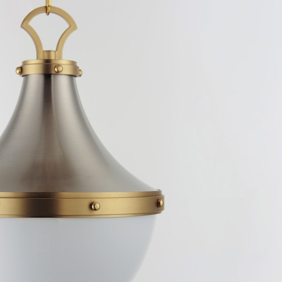 1 Light Pendant, Nickel/Brass/White