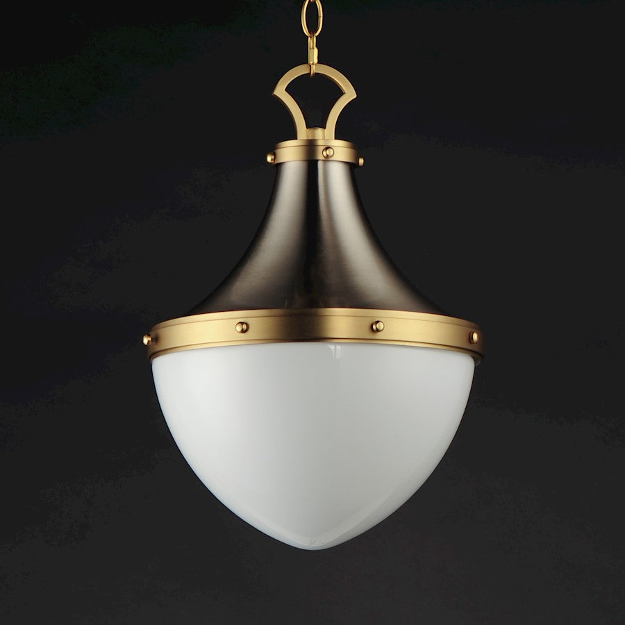 1 Light Pendant, Nickel/Brass/White