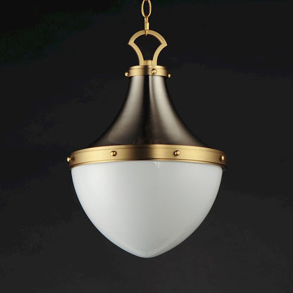 1 Light Pendant, Nickel/Brass/White