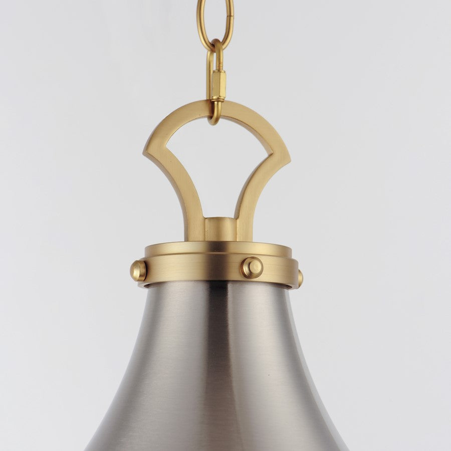 1 Light Pendant, Nickel/Brass/White