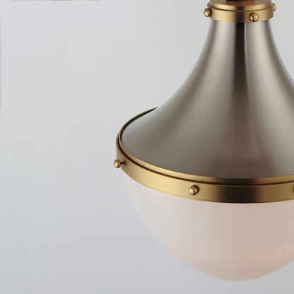 1 Light Pendant, Nickel/Brass/White