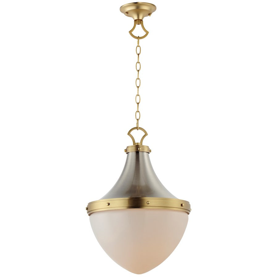 Maxim Lighting Conrad 1 Light 15" Pendant, Nickel/Brass/White - 10386WTSNSBR