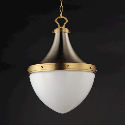 1 Light Pendant, Nickel/Brass/White