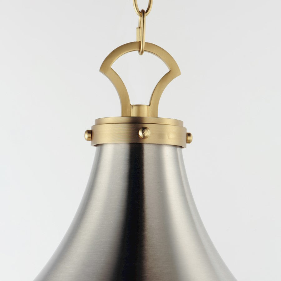 1 Light Pendant, Nickel/Brass/White