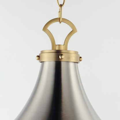 1 Light Pendant, Nickel/Brass/White