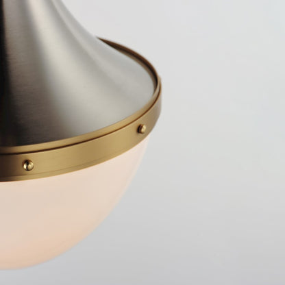 1 Light Pendant, Nickel/Brass/White