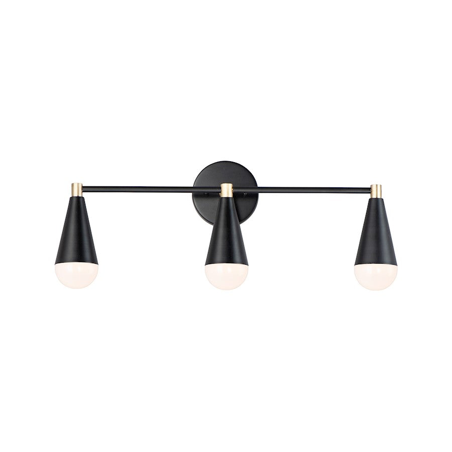 Maxim Lighting Lovell 3-Light Bath Vanity, Black/Satin Brass - 11263BKSBR