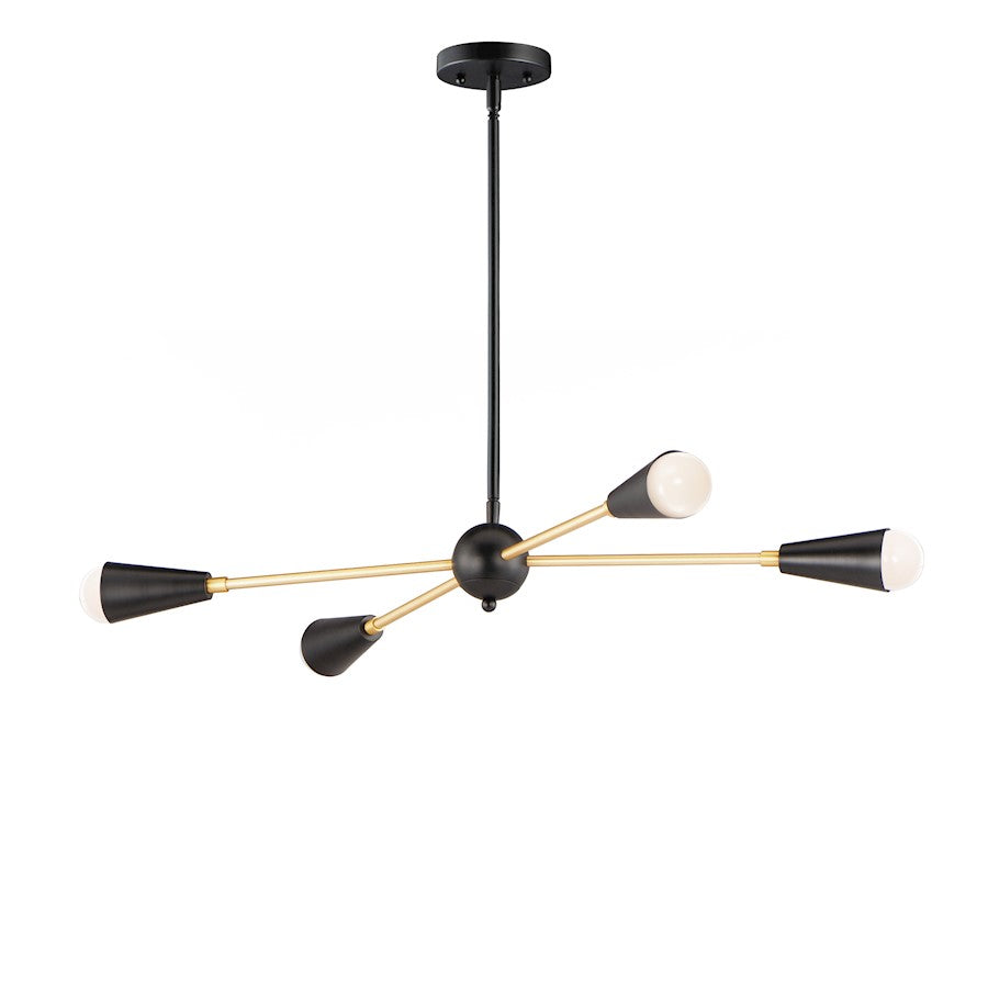 Maxim Lighting Lovell 4-Light Pendant, Black/Satin Brass - 11264BKSBR