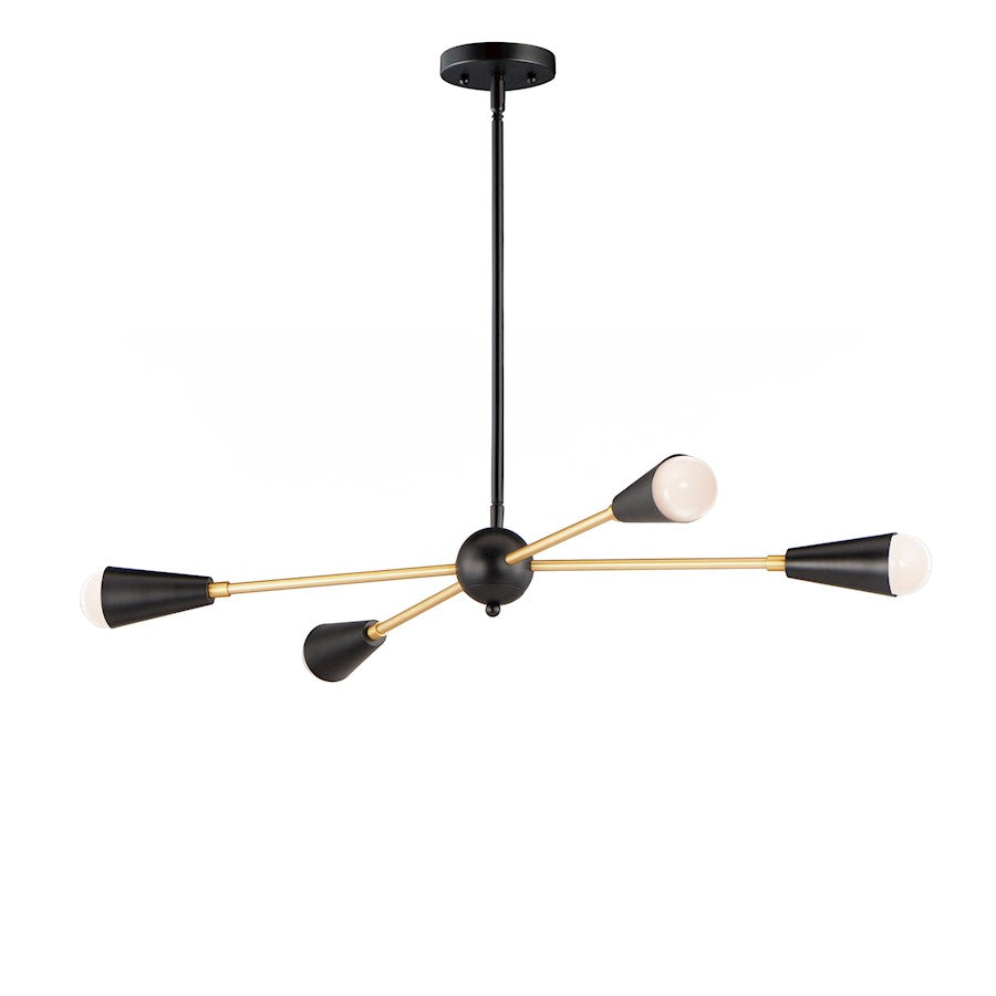 Maxim Lighting Lovell 4-Light Pendant with Bulbs, Black/Brass - 11264BKSBR-BUL