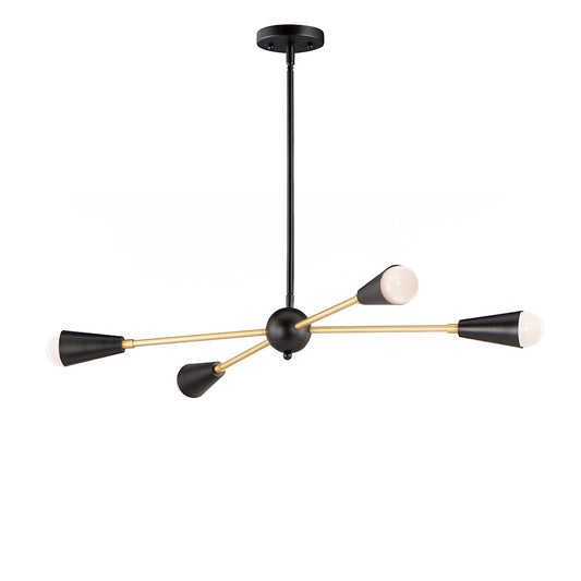 Maxim Lighting Lovell 4-Light Pendant with Bulbs, Black/Brass - 11264BKSBR-BUL