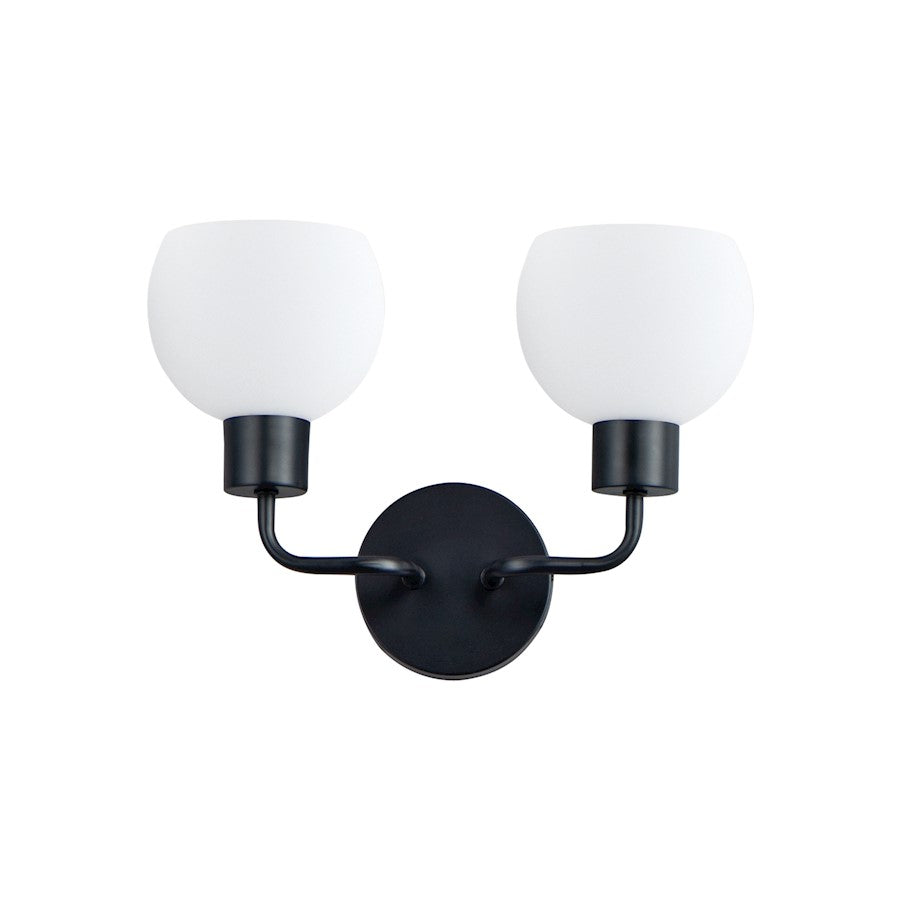 Maxim Lighting Coraline 2-Light Wall Sconce, Black/Satin White - 11272SWBK