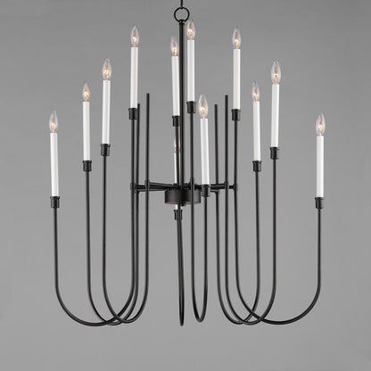 12 Light Chandelier, Black