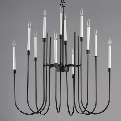 12 Light Chandelier, Black